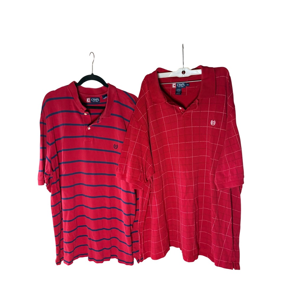 Chaps Mens Polo Shirts Lot of 2 Red  Short Sleeve Size 3XL Tall- see flaws